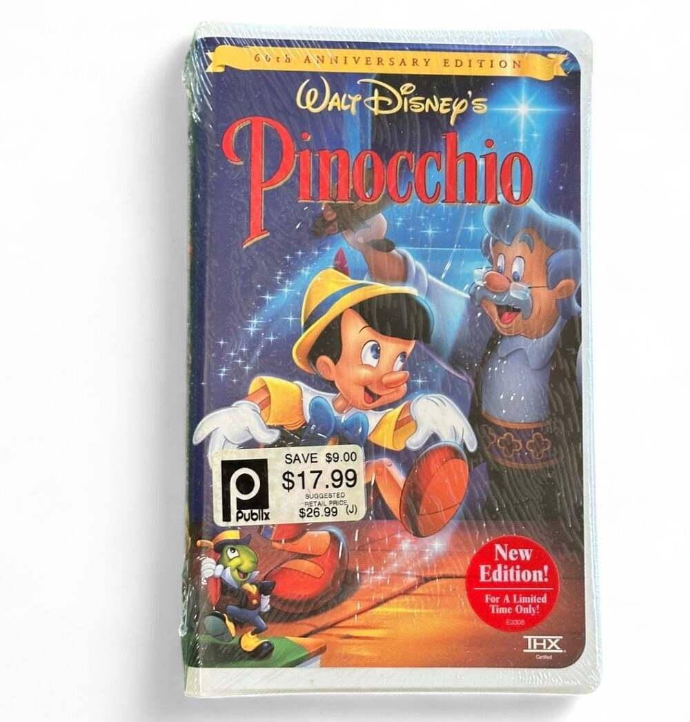 Walt Disney's Pinocchio 60th Anniversary Edition VHS Tape Sealed New